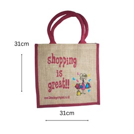 Shopping is Great Reusable Jute Shopping Bag 31cm x 31cm