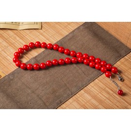 LZMEI Faux Hand Knotted Glass Imitation Pearls Necklace Earring Jewelry Sets Varios colores for Women (8MM 16inch Red)