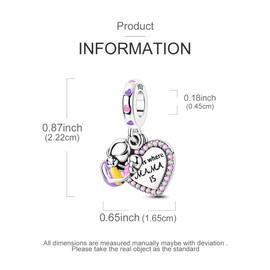 Parmuz 925 Sterling Silver Mom Charms for Bracelet Necklace Heart Love Mother Charm Beads for Women Grandmother Mother’s Day