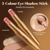 Vevivia 2pcs 3 Color Eyeshadow Stick,Waterproof Glitter Highlighter Stick, Long