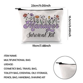 WCGXKO Manager gift Manager Zipper Pouch Makeup Bag For Leader Manager Coworker (Manager flower1)