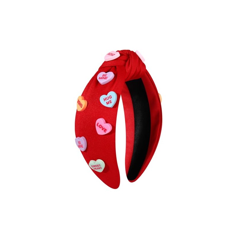 boderier Valentines Day Headbands for Women Red Candy Heart Headband