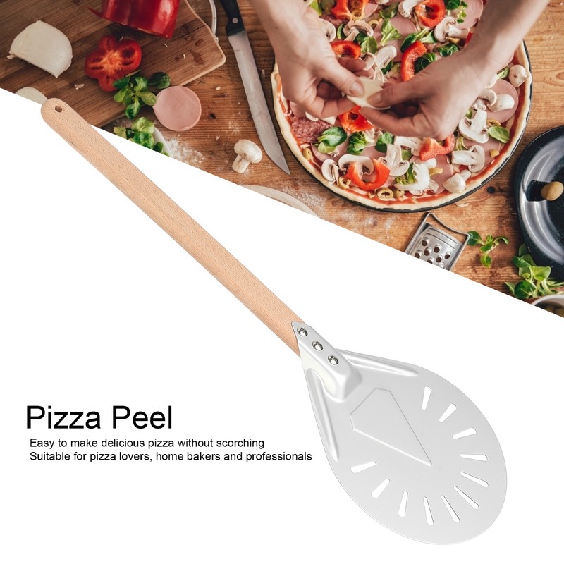 Round Pizza Spatula with 41cm Removable Wood Handle AntiScalding NonSlip