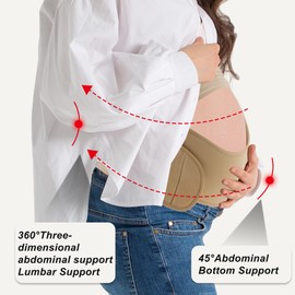 GLIDESMOOTH Pregnancy Belly Band, Breathable Belly Support Brace, Pregnancy Support Belt, Lightweight Abdominal Binder, for Abdomen, Flesh Color, XX-Large, 1 Set