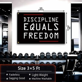 Discipline Equals Freedom Flag 3x5 Ft Motivational Flag for Home Gym Wall Decor Fitness Inspirational Flags for Room College Flag Office Banner