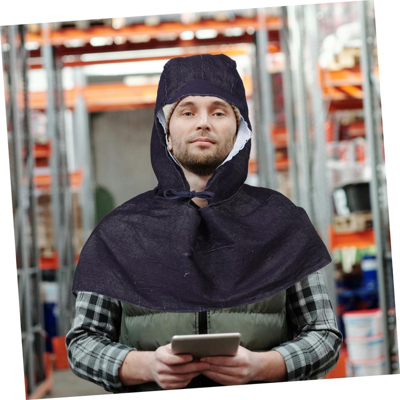 PACKOVE Denim Hooded Cape Windproof Hat Wear-Resistant Bucket Cap for