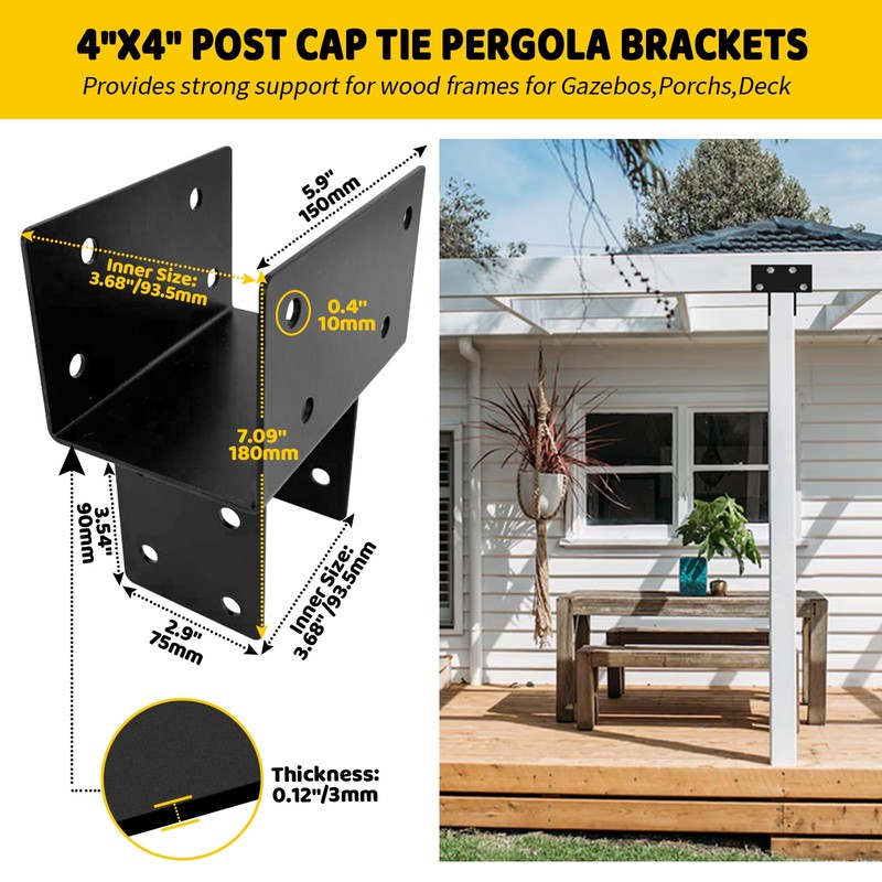 DEVALLEY 4pcs T-Shaped Cap Tie Post Brackets,Horizontal Contector Bracket with