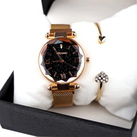 FUNGORGT Luxury Starry Sky Women Watches Rose Gold Bracelet Stones Quartz Ladies Watch Steel Women Wrist Watches