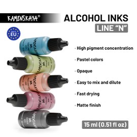 Kamenskaya Alcohol Ink Set - 34 Color Variations - Set #29-4 Alcohol Inks x 0.51 fl oz (15 ml)