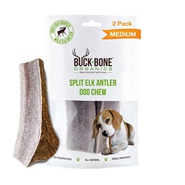 Buck Bone Organics Dog Chews, Antlers for Dogs, Premium Natural Elk, Long Lasting Dog Bones for Aggressive Chewers, No Preservatives, Wild Shed in The USA (Medium 2 Pack)