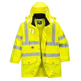 Portwest US427 Hi-Vis Waterproof 7-in-1 Traffic Safety Jacket Yellow, Large