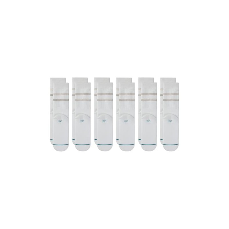 Stance Vital Crew Sock 6-Pack for Men and Women, White,