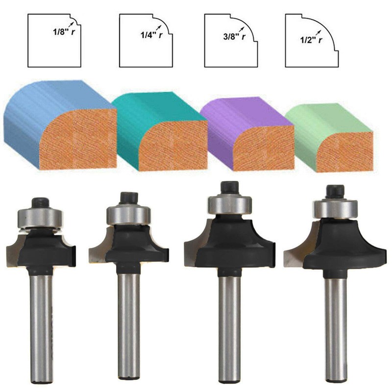 LUMBER JACK 4 Piece Round Over Router Bits 1/4 Shank,