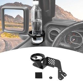 PDKLIN - Soporte de vaso para Jeep JL, puerta delantera, lado del conductor, para Jeep Wrangler JL JLU Gladiator JT 2018-2024, metal negro