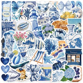 PNGIF Blue Aesthetic Stickers Pack of 50 Waterproof Graffiti Vintage Fantasy Stickers for Suitcase MacBook Laptop Journal Scrapbook Kindle Fridge Skateboard Bicycle