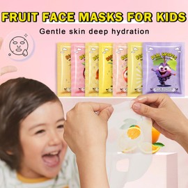 AOAZXBB 7 PCS Kids Face Mask Spa Party Fruit Face Masks for Kids, Moisturizing Facial Mask Skincare Set,Birthday Christmas Gifts for Teen Girls
