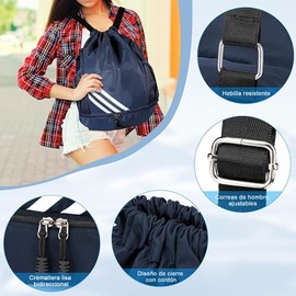 Mochila con Cordón para Gimnasio, Morral Deportivo, Mochila de Baloncesto con Compartimento Separado Para Zapatos, Bolsas de Cuerdas para Playa, Yoga, Natación, Viajes, senderismo (Azul)