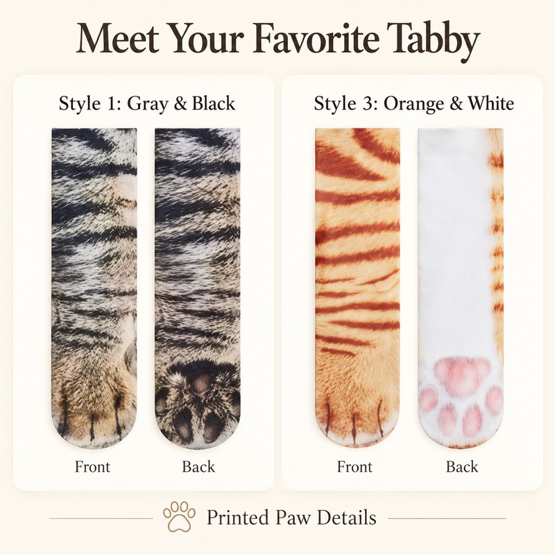 Animal Paw Socks for Playful Everyday Wear – Realistic Cat