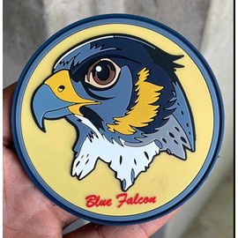 Blue Falcon PVC Patch, 3.5 inch with Hook and Loop