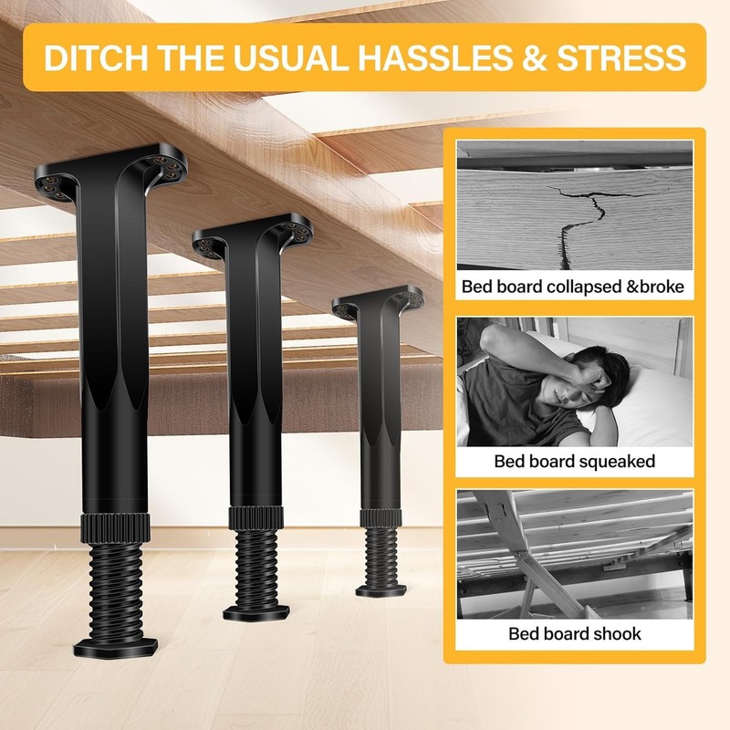 6 PCS Adjustable Height Bed Frame Support Legs - 7.8-14.6inch