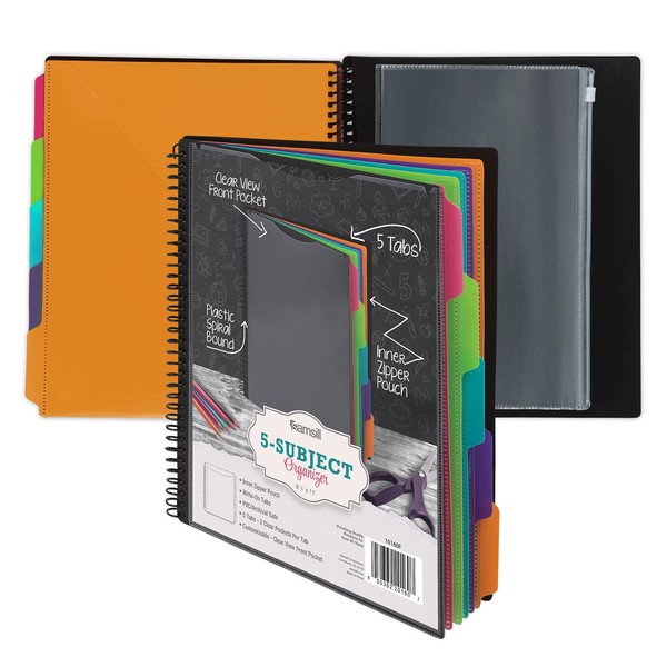 Samsill 10 Pocket Spiral Project Folder Organizer with 5 Dividers,