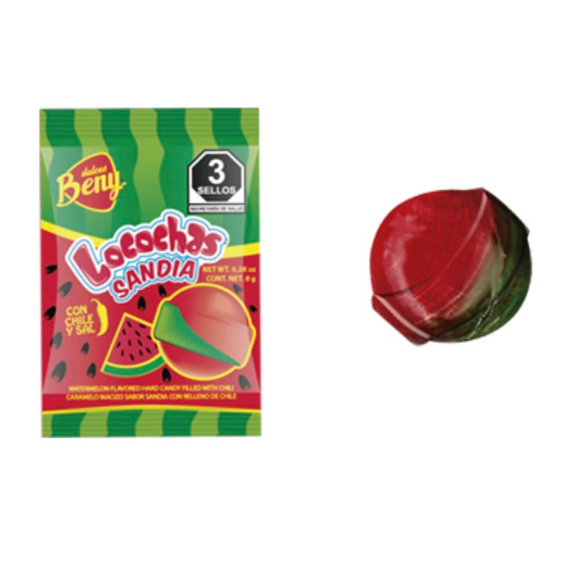 BENY LOCOCHAS WATERMELON (SANDIA) HARD CANDY 1LB .098 OZ 60