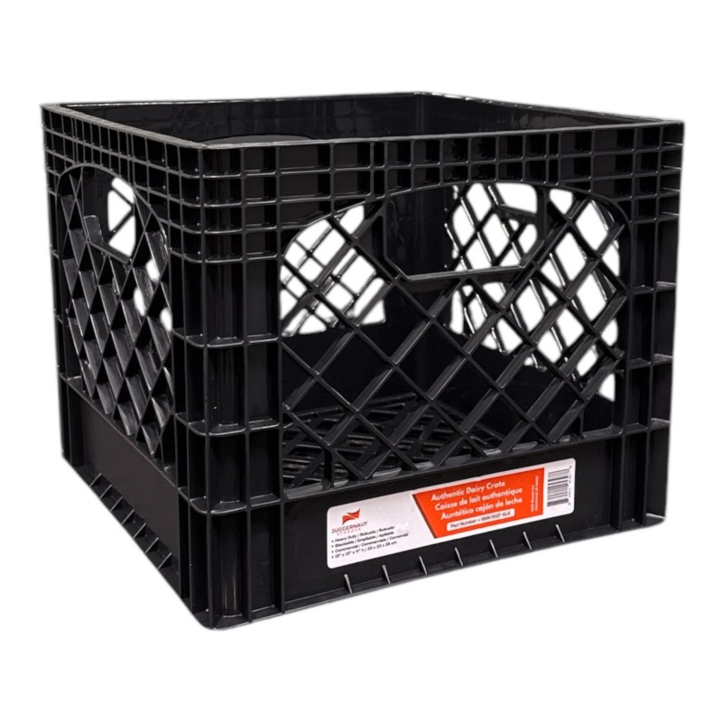 Juggernaut Storage 16QT Heavy-Duty Plastic Square Milk Crate Black