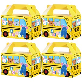 MinFyberd School Bus Party Favors Gift Boxes Cartoon Teacher Paper Treat Boxes English Teacher Birthday Goodie Candy Box for Kids Classroom Decor Welcome Back to School Baby Shower Supplies（12 Pcs ）