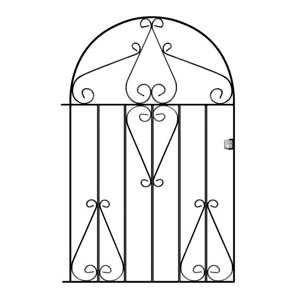 Classic Low Bow Top Scroll Garden Gates 838mm GAP X 1181mm High galvanised wrought iron style metal swing gate CLBZP51