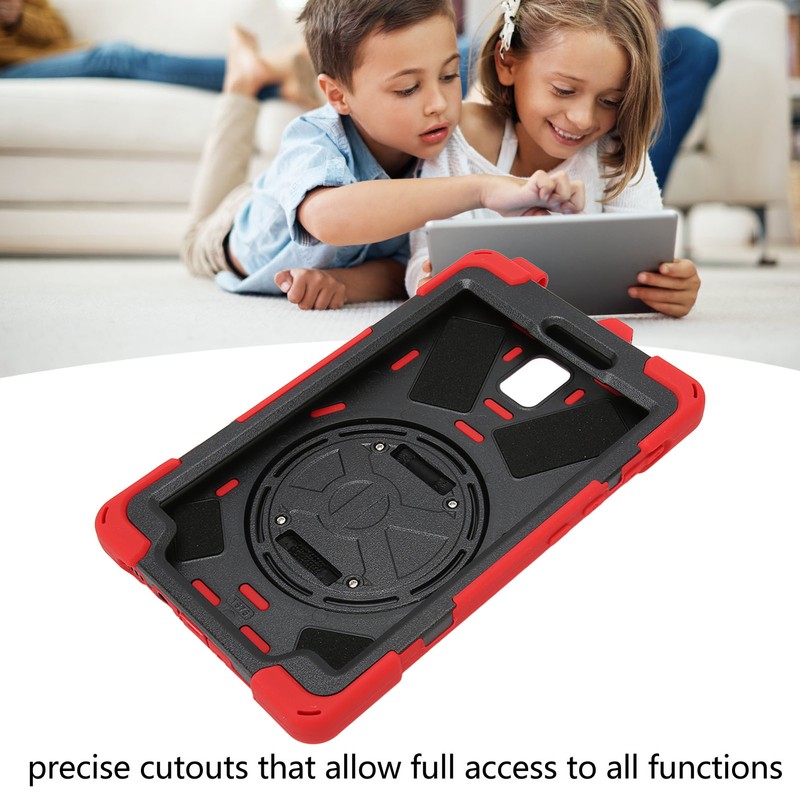 Tablet Case Silicone Hard PC Precise Cutouts Adjustable Strap Rotating