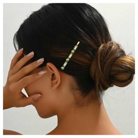 Andelaisi Boho Green Crystal Hair Barrette Vintage Glitter Bobby Pin Green CZ Pin Side Clip Wedding Bridal Shower Prom Decorative Hair Accessories for Women Headdress