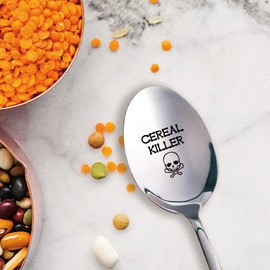 Cereal Killer, Funny Engraved Stainless Spoon, Cereal Spoon, Unique Gift, Boyfriend, Teenager, Husband, Cereal Lover, Father's day Gift, Friend Birthday Gift，Cute Housewarming Gift