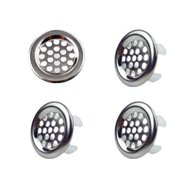 4 Pack Sink Overflow Trim-Ring Stainless Steel Bathroom Kitchen Basin Hole Insert, Honeycomb Round Cap (Silver)
