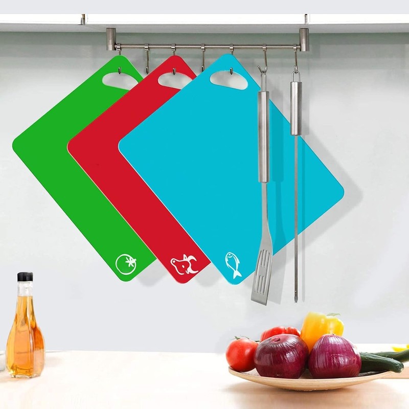 Kitchen Chopping Board Set of 6, Plastic Flexible Cutting Board
