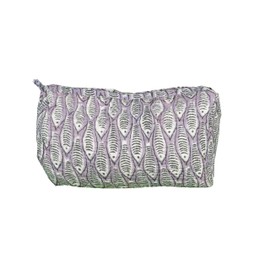 Generic Pieces Indian Handmade Cotton Quilted Handmade Floral Hand Block Print Toiletry Bag,Cosmetic Pouch Bag Makeup Bag For Women (1, Purple), 85485