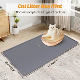 Bartuke Cat Litter Mat, Extra Large 51" x 25.6" Silicone Mat Litter Trapping Mat for Scatter Control, Soft on Kitty Paws, Easy to Clean (Dark Grey)