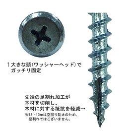 DAIDOHANT 10176814 Woodworking Screws, Ease-of-Use, Uni-Chrome Head, Nominal Diameter: 1.65 inches (4.2 cm) x Length: 0.83 inches (21 mm), Washer Head [Iron/Uni-Chrome], Pack of 100