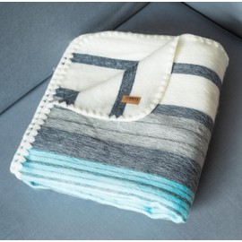 INTI REPUBLIC Alpaca Wool Throw Blanket | Timeless Design | Super Soft, Lightweight, Cozy, Warm, Breathable and Hypoallergenic | for Bed, Couch, Gift | 45" x 64" (Sea Tones)
