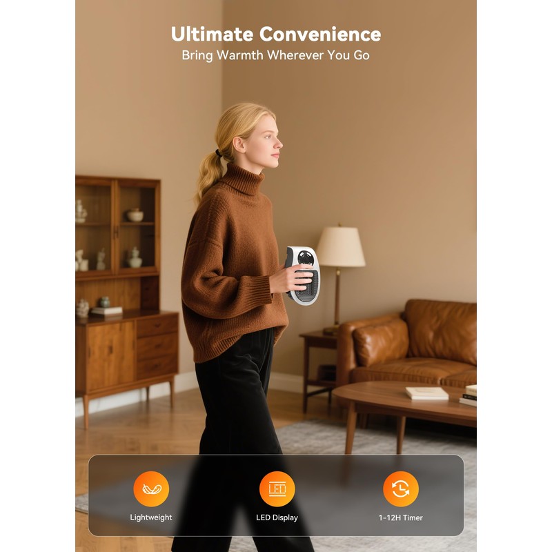 Plug in Small Space Heater for Indoor Use 450W, Wall