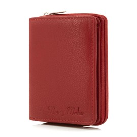 ekavale Leather Wallet with Zip - RFID Protection Men's Wallet - Blue Wallet Small Wallet Men Women, red, Classic