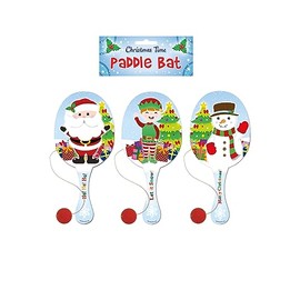 HENBRANDT 3x Christmas Wooden Paddle Bat and Ball Game for Kids Unisex Party Bag Favours Loot Bag Stocking Fillers Xmas Gifts Snowman Santa Claus Elf Game for Boys and Girls