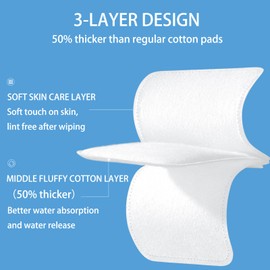 Square Cotton Pads 120 Counts Not to Shed or Fall Apart 100% Cotton Makeup Remove Pads Face Cotton Pads Unique Triple-Layer Design for Daily Skin Care,Lint-Free, Boxed