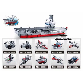Sluban Army Aircraft Carrier 10-in-1 Display Kit Building Bricks 361pcs B0661