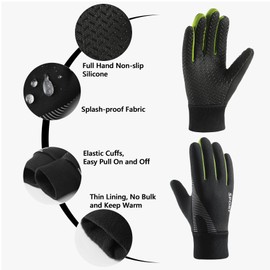 Long Keeper Kids Cycling Gloves Cycling Gloves for Boys Girls Non-Slip Warm Winter Gloves Sports Gloves Bicycle Cycling Climbing Football (Green-S,S-(Hand Girth:14-16cm))