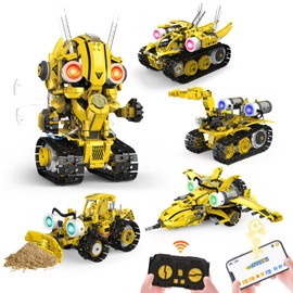 SliBoeyX 5-in-1 Remote Control STEM Robot Building Kit with LED Light – Transformable Models, Eco-Friendly Rechargeable, App-Controlled, Engineering Toy for Kids 6+ (673PCS)