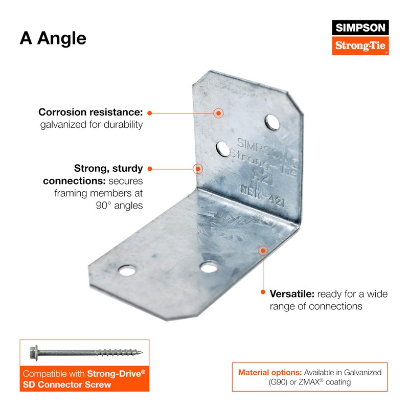 Simpson Strong-Tie A34 1-7/16 in. x 2-1/2in. Galvanized Framing Angle