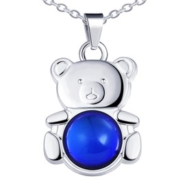 Yumilok Women's Necklace Men's Stainless Steel with Pendant Bear Thermal Mood Colour Changing for Women Men Girls, Stainless Steel
