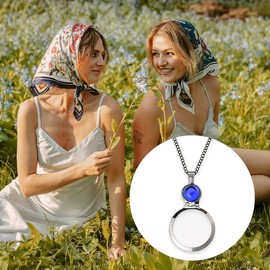 5x Magnifying Glass Necklace Gifts for Elderly Mom Dad Birthday Gifts from Daughter Son Sister Gifts for Sister Brother Blue Magnifier Necklace Gifts for Women Men Book Magazin Newspaper Readers Older