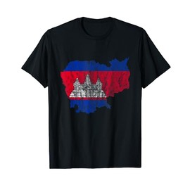 Cambodia Cambodian Flag Silhouette Kampuchea Khmer Travel T-Shirt