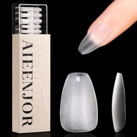 Aieenjor Nail Tips, Pack of 480 Short Coffin, Full Cover Nail Tips, Short No File Nail Tips, Pre-Buff Ultra Thin Design, PMMA Resin Nail Tips, 15 Sizes, Short Coffin Nail Tips